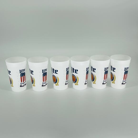 SIX Reusable White Miller Lite Miller Time American Flag Plastic Cups - NWT - Picture 4 of 12